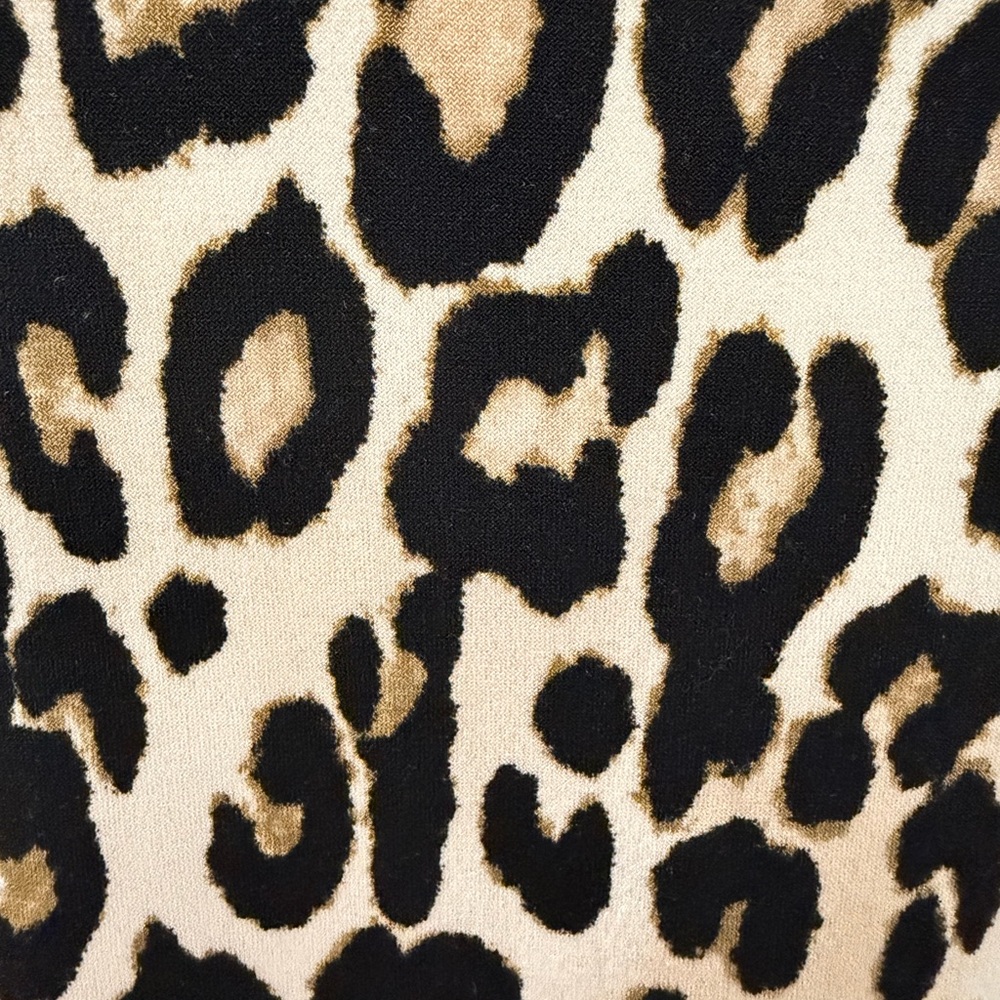 Chico’s Trapeze Leopard Animal Print Stretchy Swing Dress 3/4 Sleeve Size 8 NWT - Picture 7 of 13